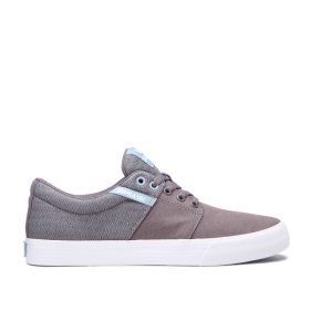 Supra Mens STACKS II VULC Low Top Shoes Grey/Aquifer/white | US-79272